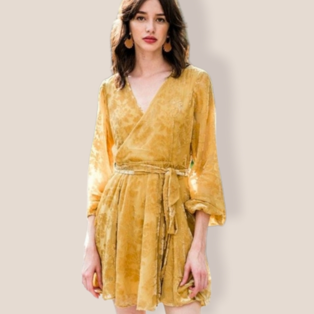 Yumi Kim Gold Velvet Burnout Royalty Dress